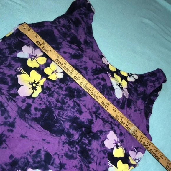 𝅺J & J FASHION HAWAII floral tie dye tank mini dress, faux wrap skirt size XL - Picture 3 of 6